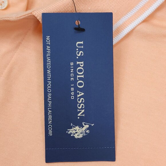 U.S. Polo Assn. Mens Peach Polo Shirt Medium Cotton Short Sleeve - Picture 6 of 9